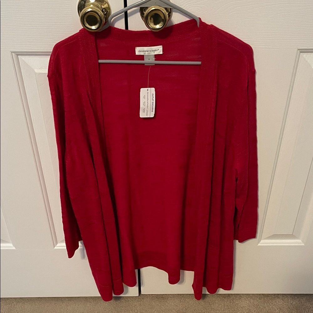 Christopher & Banks Women's Red Cardigan Extra Large (New With Tags)